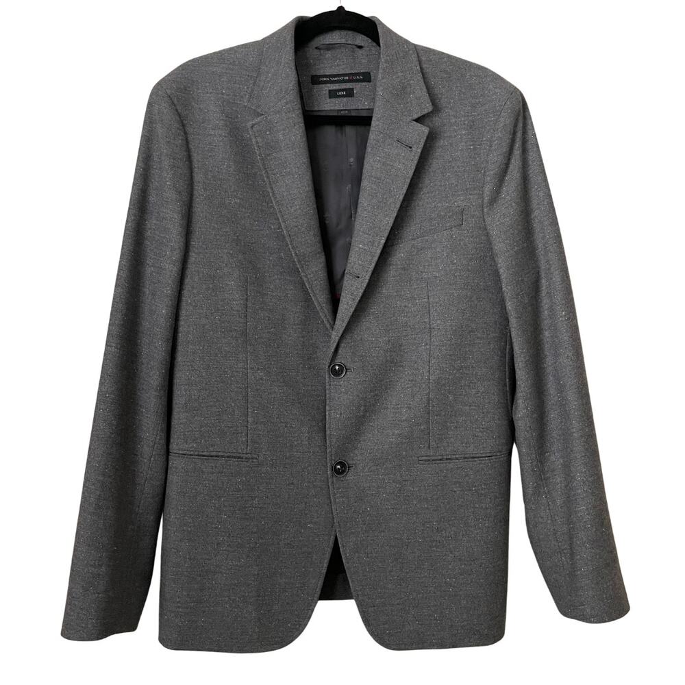 John Varvatos USA Luxe Blazer Mens 40R Gray Wool Silk Sport Coat Jacket Preppy